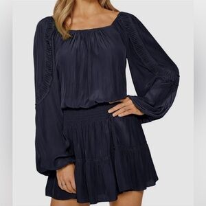 Ramy Brook Silvy Navy Long Sleeve Dress, sz Medium